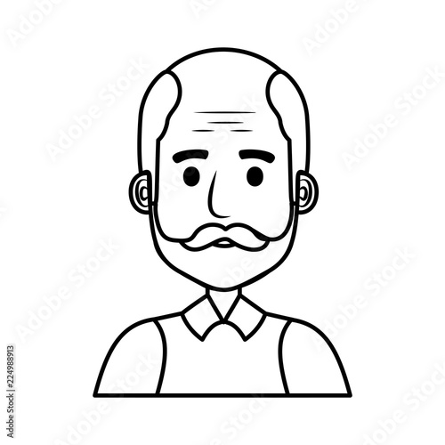 old man bald with mustache avatar character