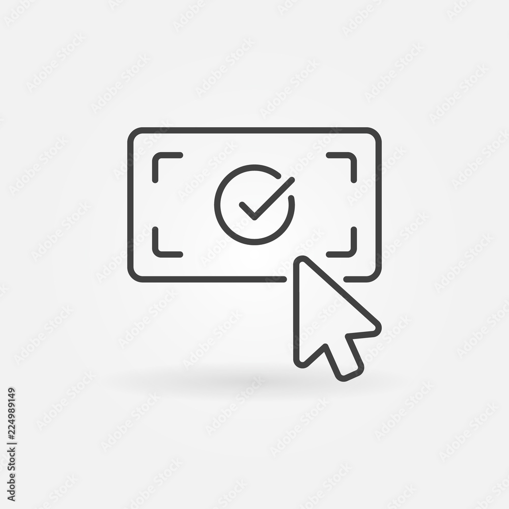 Click on check mark outline vector concept icon Click on check mark outline vector concept icon