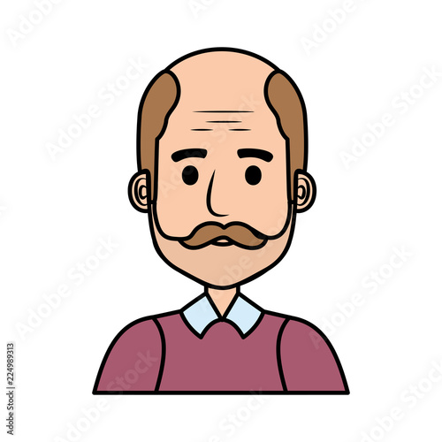 old man bald with mustache avatar character