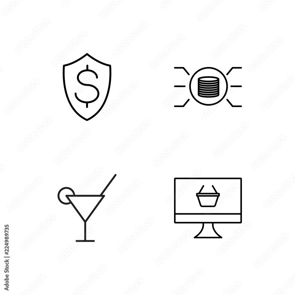 business simple outlined icons set business simple outlined icons set