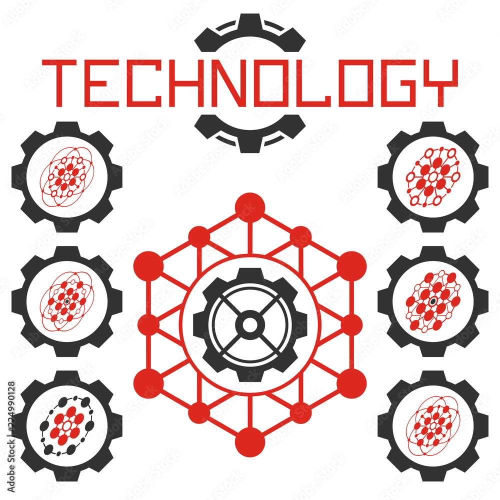 Set of electronics technology concept. Tech emblem. Set of electronics technology concept. Tech emblem.