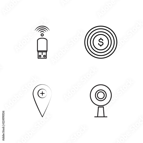 business simple outlined icons set