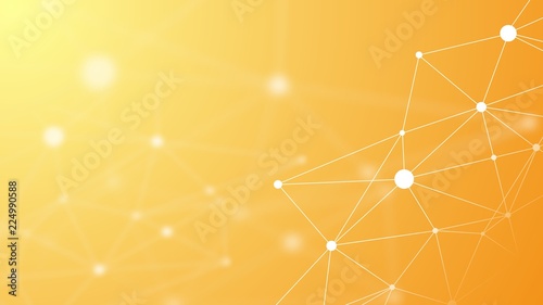 Abstract futuristic crypto blockchain. White dots and shapes in triangles. Modern digital technology concept texture for banner or web design