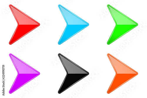 Colored shiny 3d arrows. Glass web icons