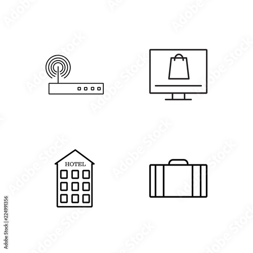 business simple outlined icons set