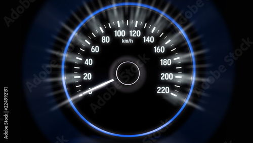 Motion blur of modern car instrument panel dashboard