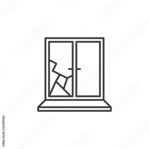Broken window vector simple icon in thin line style
