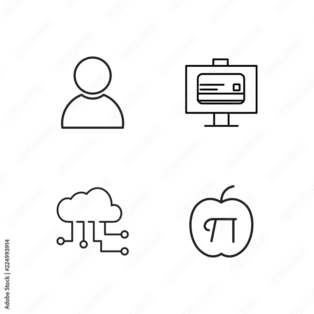 business simple outlined icons set