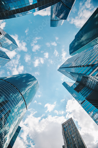 skyscrapers/ High buildings of skyscrapers in blue tones on the sky background