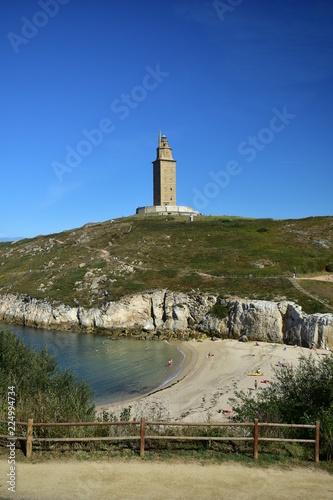 Torre de Hércules, beach and park. La Coruña, Spain.