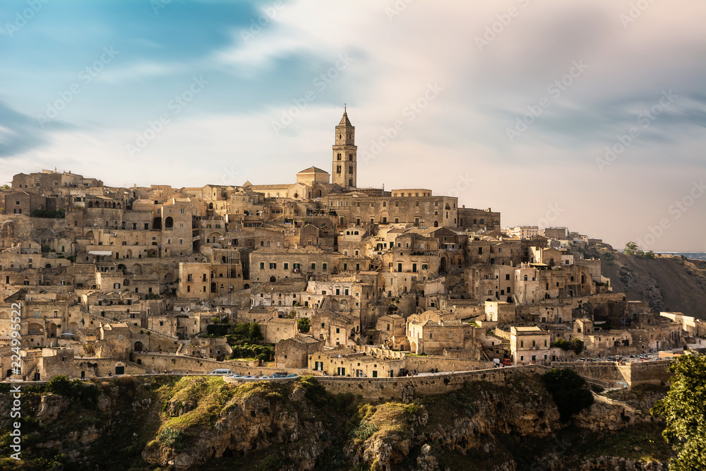 Panorama of the old city (Colle della Civita) of Matera, European Capital of Culture 2019