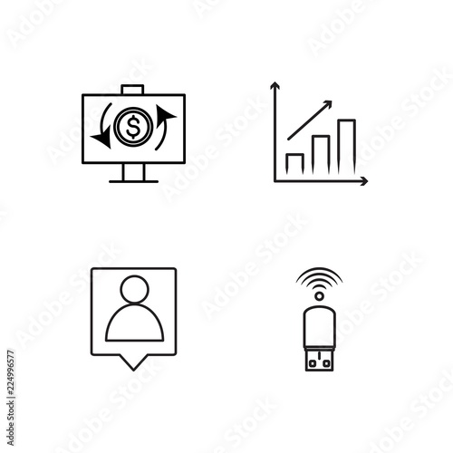 business simple outlined icons set