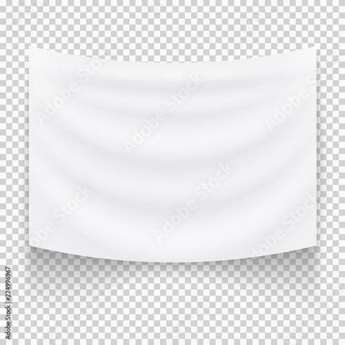 Hanging empty white textile banner
