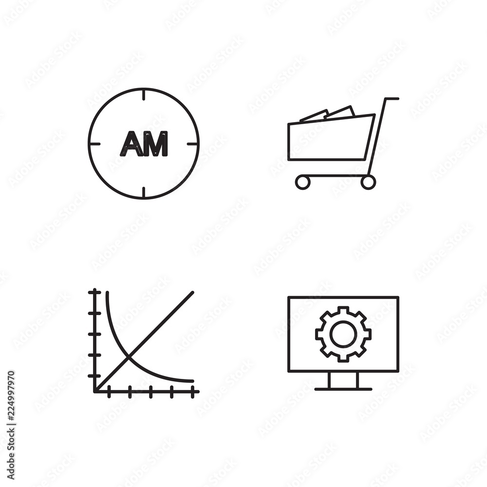business simple outlined icons set business simple outlined icons set
