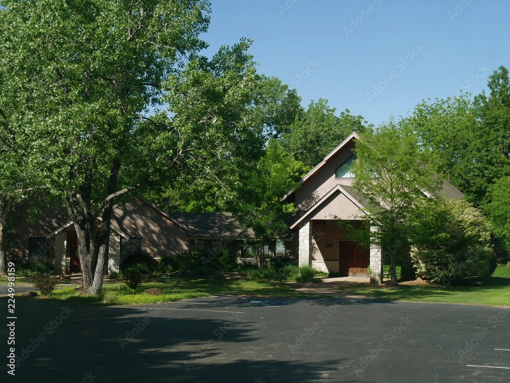 Façade of the Thunderbird Chapel in Norman, Oklahoma, one of the favorite venues for weddings. Façade of the Thunderbird Chapel in Norman, Oklahoma, one of the favorite venues for weddings.