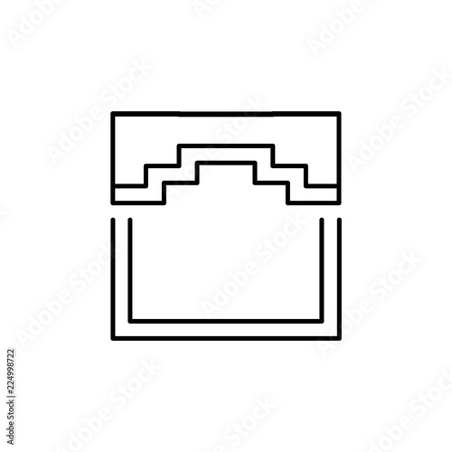 Vector illustration of fabric window valance. Line icon of step straight pelmet. Isolated on white background