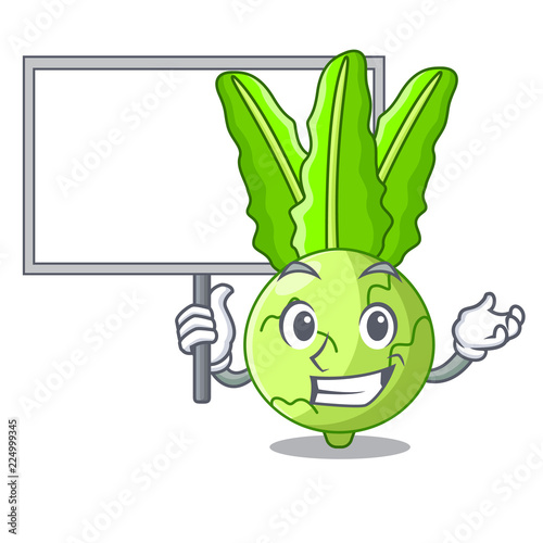 Bring board cartoon green kohlrabi in the market