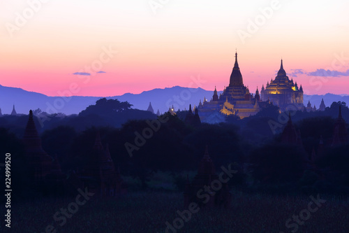 The Ananda pagoda at dusk, in the Bagan plain, Myanmar (Burma)