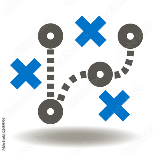 Tactics icon vector. Strategic Plan Successful Business Logo. Strategy action symbol. Dot cross dotted line illustration.
