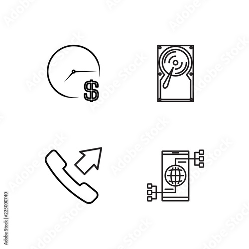 business simple outlined icons set