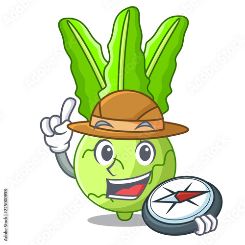 Explorer cooking food fresh organic kohlrabi cartoon