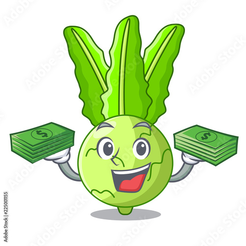 With money cooking food fresh organic kohlrabi cartoon
