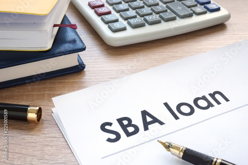 SBA loan form on an office table. photo