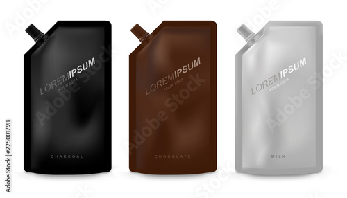 Packaging collection, blank plastic pouch template for your product design.