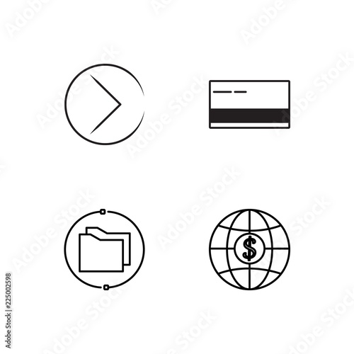 business simple outlined icons set