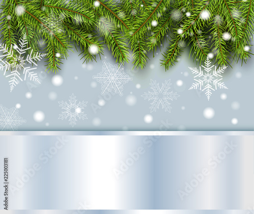 Christmas background pine tree with snow