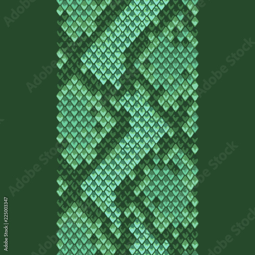 Snake Skin Stripe Animal Green Seamless Pattern
