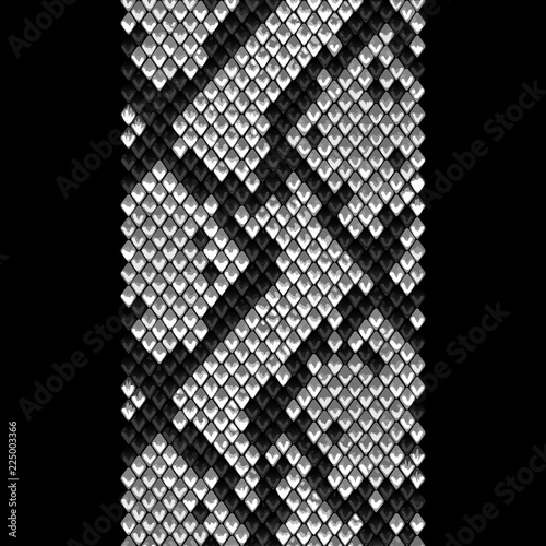 Snake Skin Stripe Animal Black and Gray Seamless Pattern