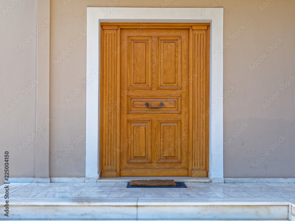 Athens Greece, contemporary house entrance solid wood door