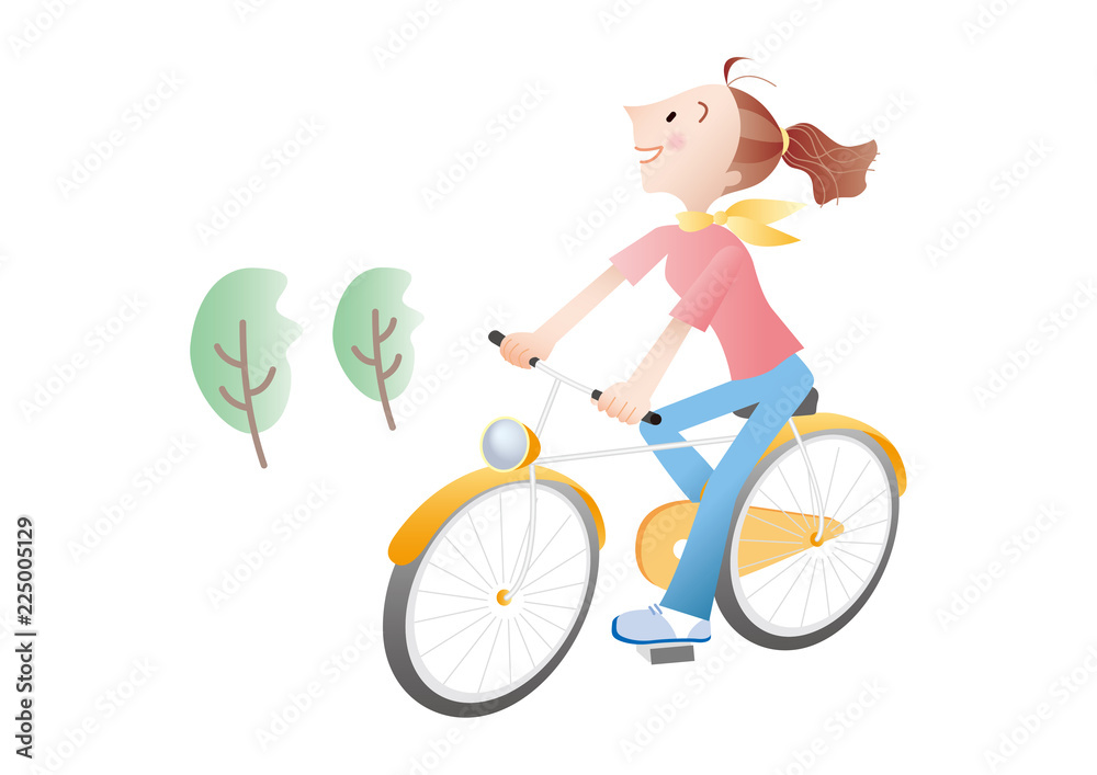 自転車に乗る女性 Stock イラスト Adobe Stock
