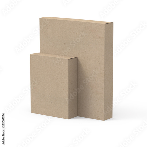 Two cardboard product boxes isolated on white background mockup.