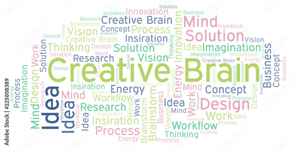 Creative Brain word cloud, made with text only.