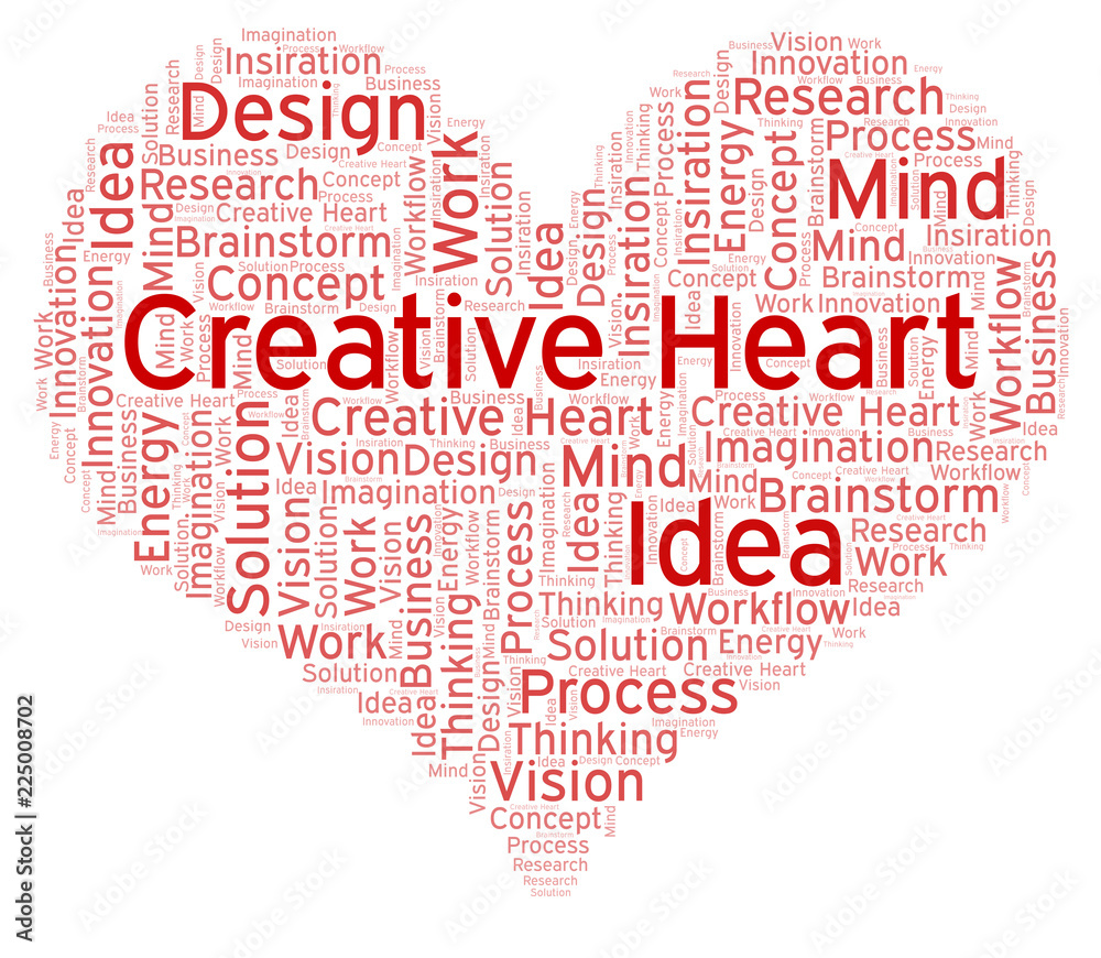 Creative Heart word cloud, made with text only. Creative Heart word cloud, made with text only.