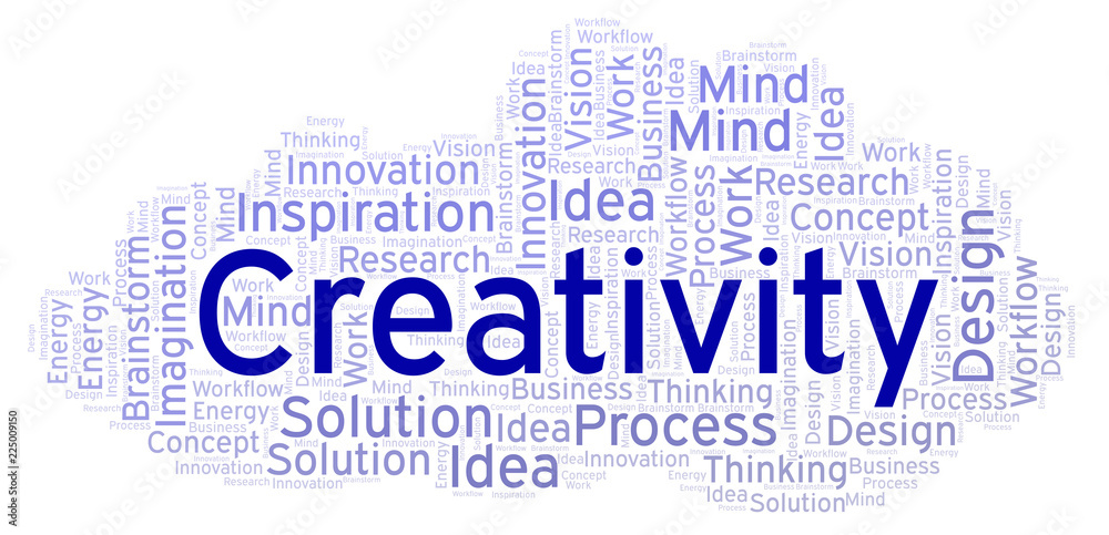 Fototapeta premium Creativity word cloud, made with text only.