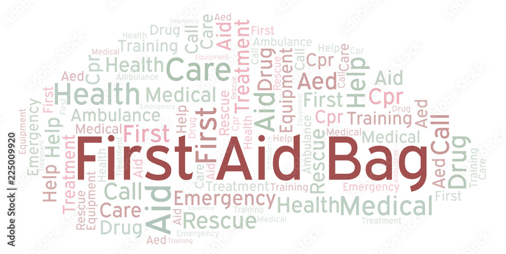 Obraz premium First Aid Bag word cloud, made with text only.