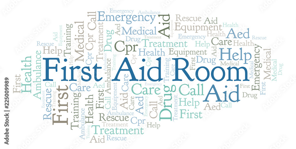 Fototapeta premium First Aid Room word cloud, made with text only.