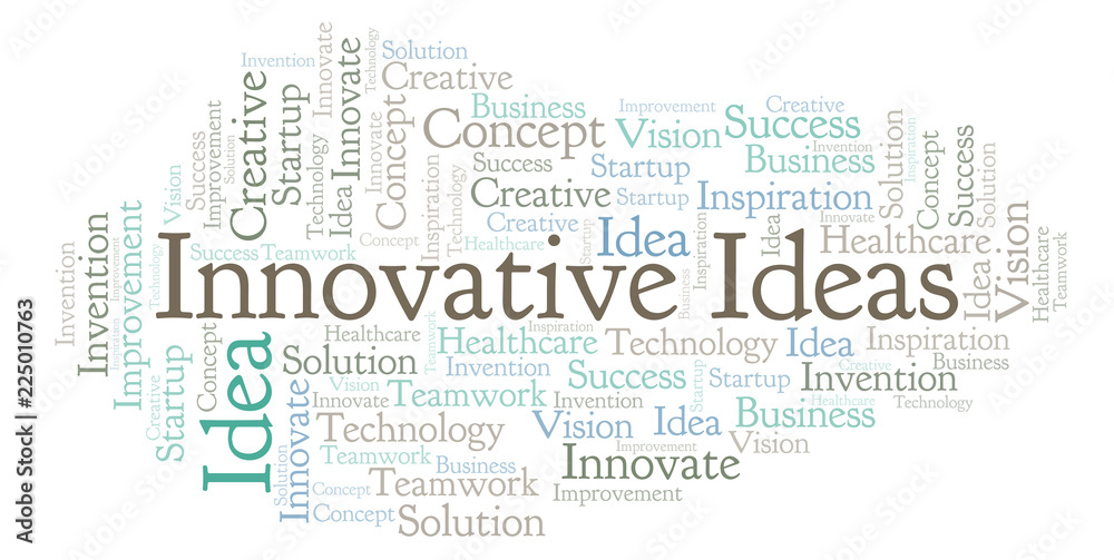 Obraz premium Innovative Ideas word cloud, made with text only.