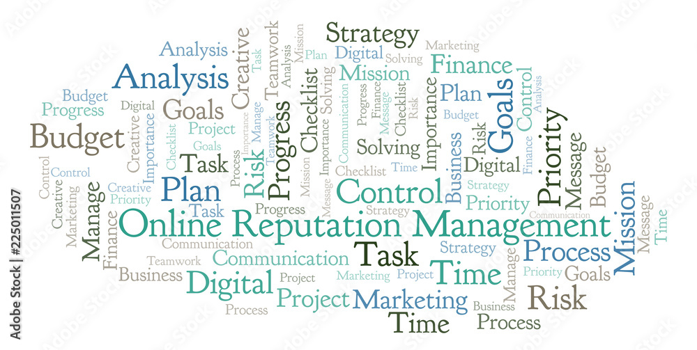 Fototapeta premium Online Reputation Management word cloud, made with text only.