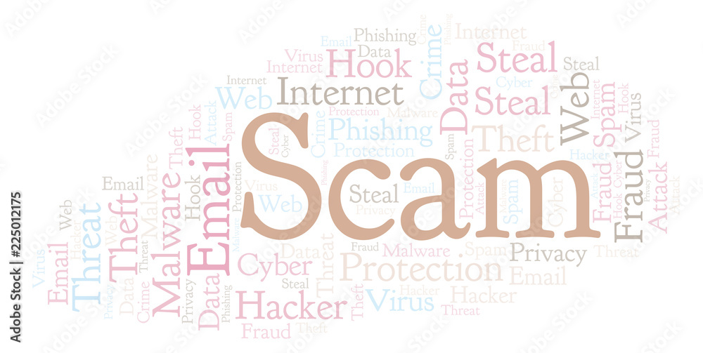 Obraz premium Scam word cloud.
