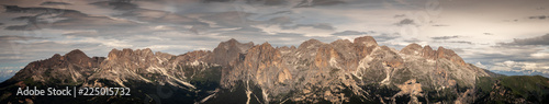 panorama of the entire catinaccio (rosengarten) massif in dolomites alto adige south tyrol italy