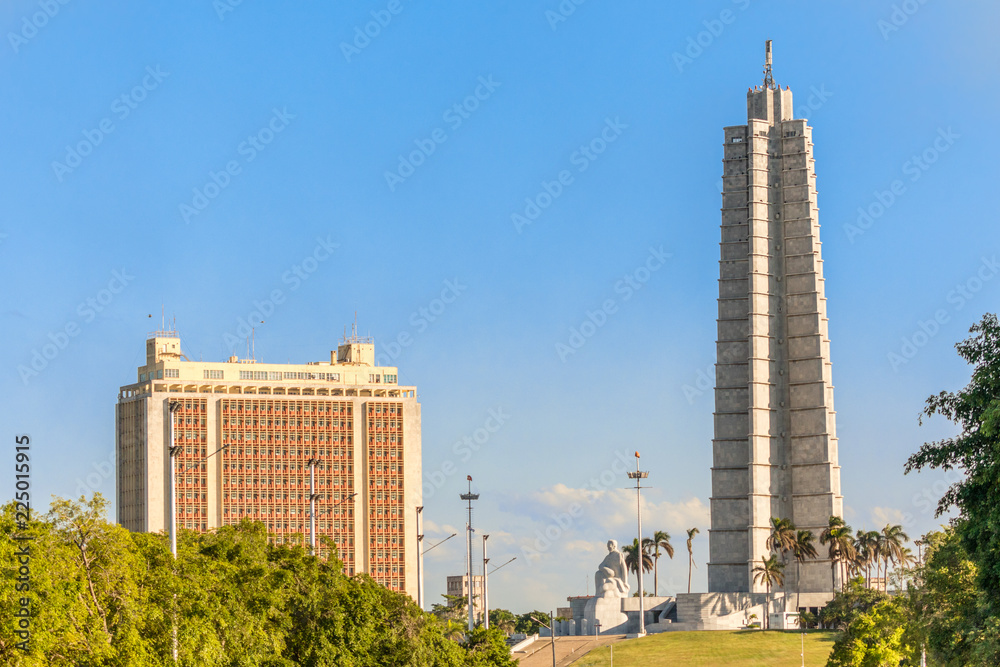 Jose Marti square with monument and memorial tower, Vedado district, Cuba, Havana