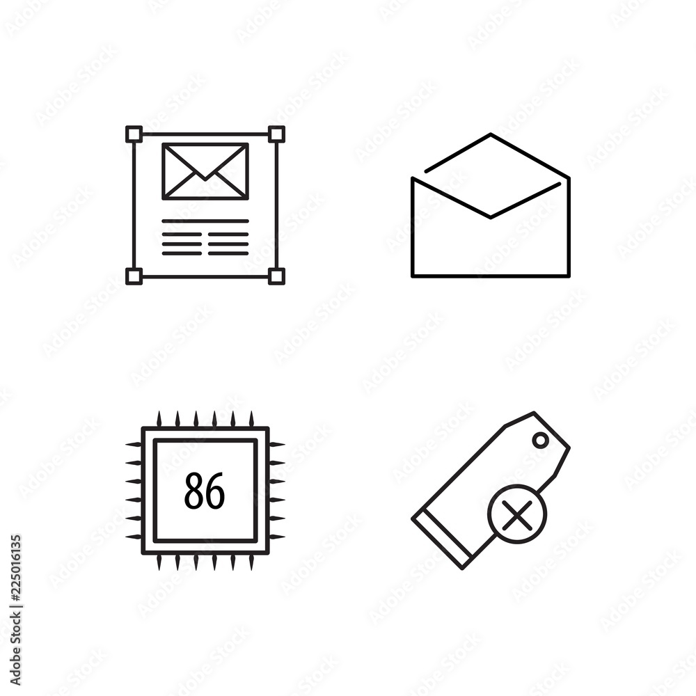 business simple outlined icons set