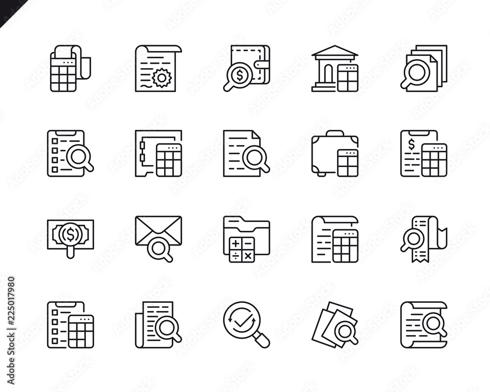 Simple Set of Accounting Related Vector Line Icons. Linear Pictogram Pack. Editable Stroke. 48x48 Pixel Perfect Icons. Simple Set of Accounting Related Vector Line Icons. Linear Pictogram Pack. Editable Stroke. 48x48 Pixel Perfect Icons.