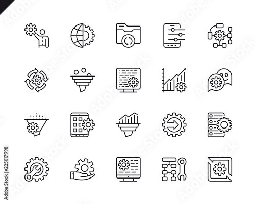 Simple Set of Data Processing Related Vector Line Icons. Linear Pictogram Pack. Editable Stroke. 48x48 Pixel Perfect Icons.