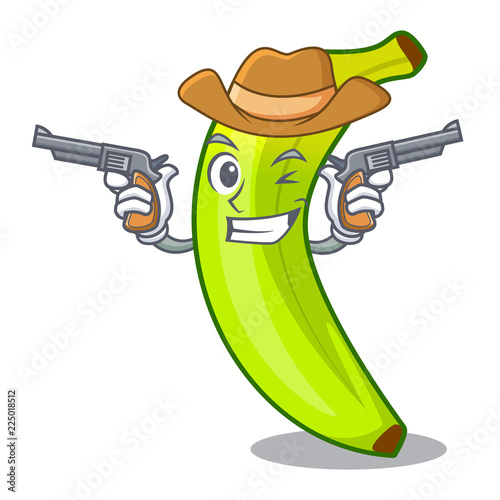 Cowboy green banana cartoon in the market