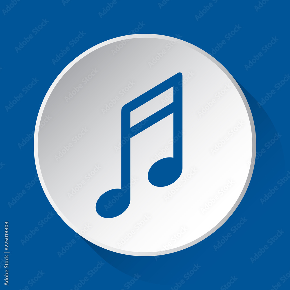 musical note - simple blue icon on white button musical note - simple blue icon on white button